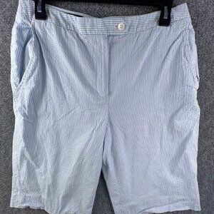 Brooks Brothers Striped Blue White Seersucker Shorts Stretch Size 10 Long